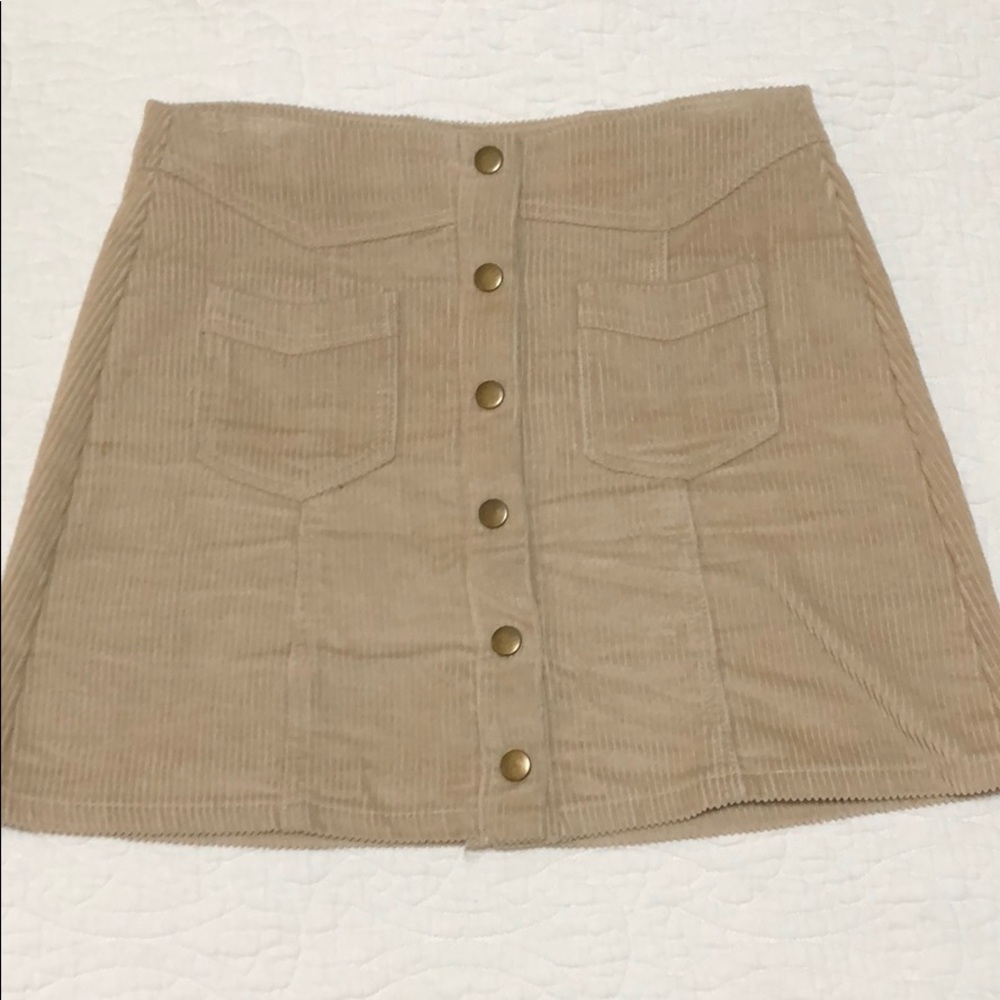 She + Sky corduroy button up tan mini skirt